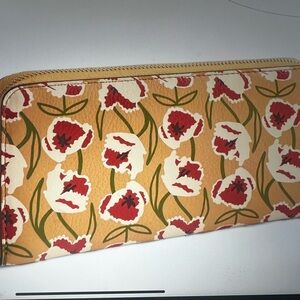 VERA BRADLEY Floral Zip-Around Wallet continental wallet curly tulips  nwt